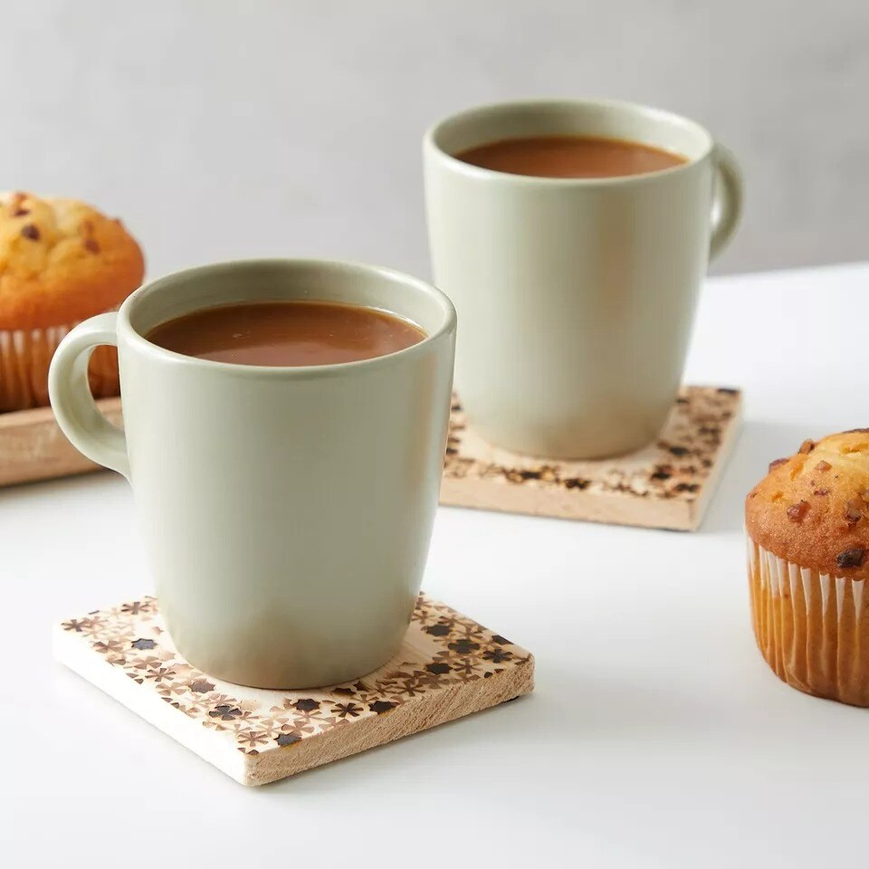 Wood Coasters, 12 Pack Square Unfinished Wooden Coasters with Non-Slip Foam Dot