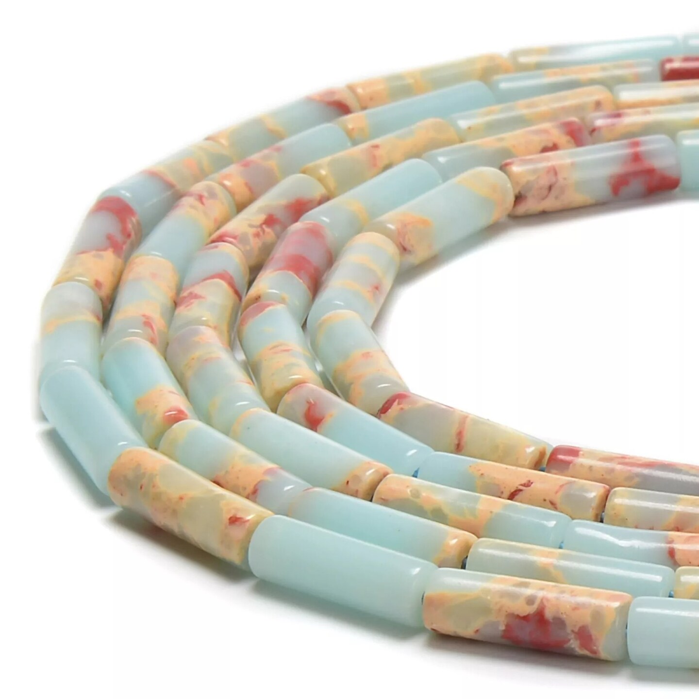 Light Blue Aqua Terra Jasper Cylinder Tube Beads Size 4x13mm 15.5&#x27;&#x27; Strand