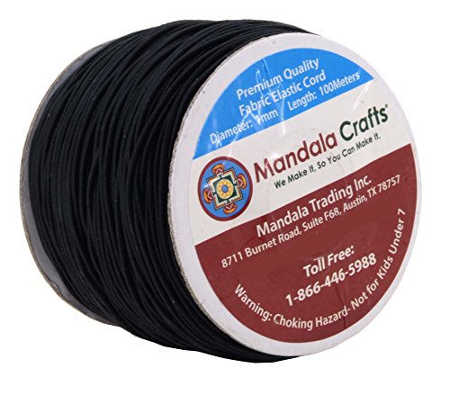 109 Yards Mandala Crafts 1 mm Elastic Cord Stretchy String for Bracelets, Necklaces, Jewelry Making, Beading, Masks; Black