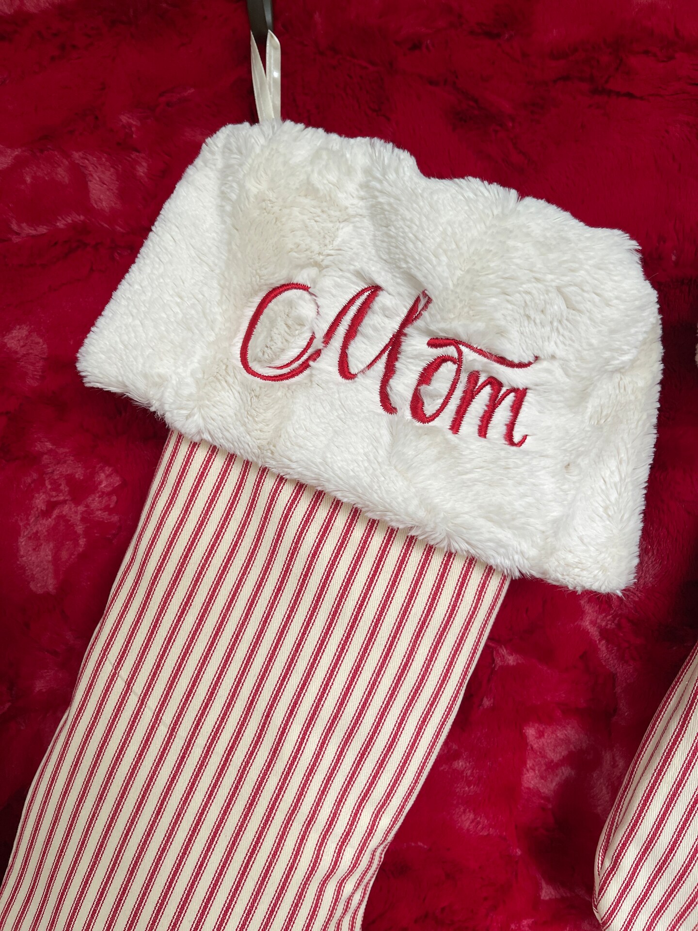 Red and White Candy Stripe Christmas Stockings with Personalized Touch product 3