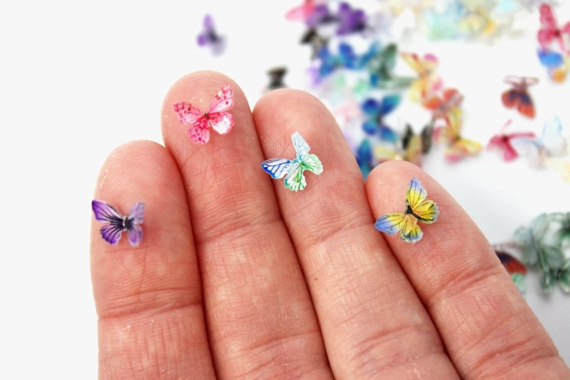 30 Pieces Micro Resin Butterflies, Dollhouse Miniature Tiny Butterflies, Terrarium Fairy Garden Dolls Toy, Mini Micro Landscaping Decoration