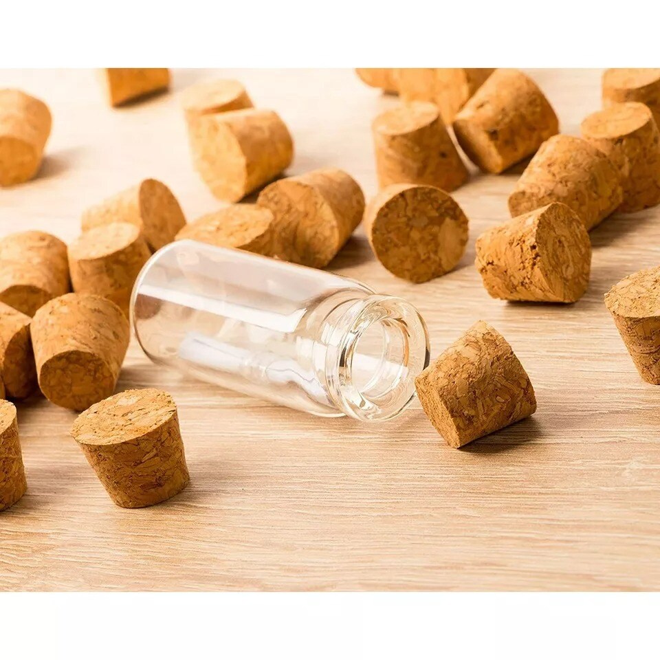 100x Small Mini Cork Stoppers, Tapered Cork Bottle Plugs, Size 4, 16mm Diameter