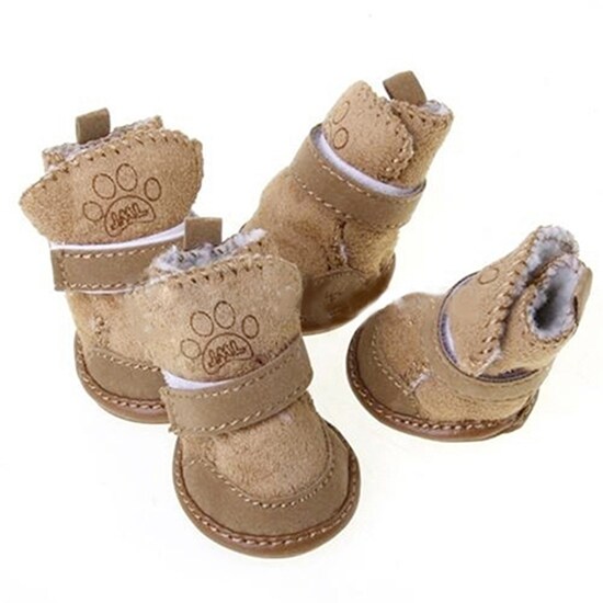 Pet Dog Winter Anti-Skid Comfy Walking Warm Cozy Berber Fleece Shoes Snow Boots