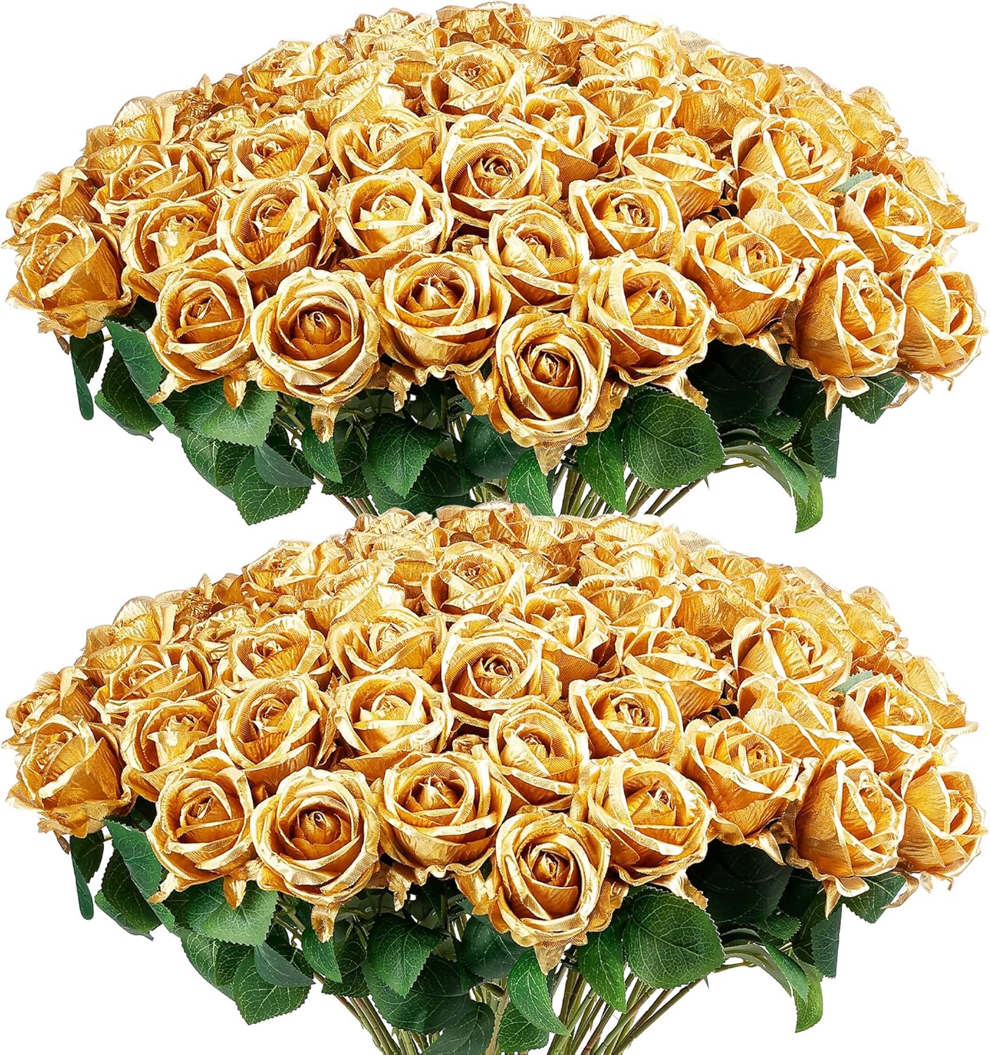 60PCS Gold Artificial Roses Bulk | Silk Velvet Faux Roses Bouquet