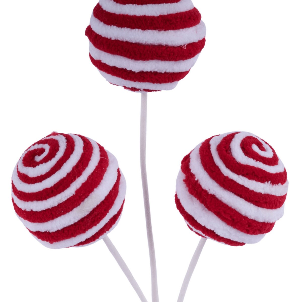 18&#x22; Chenille Striped Ball Pick: Red