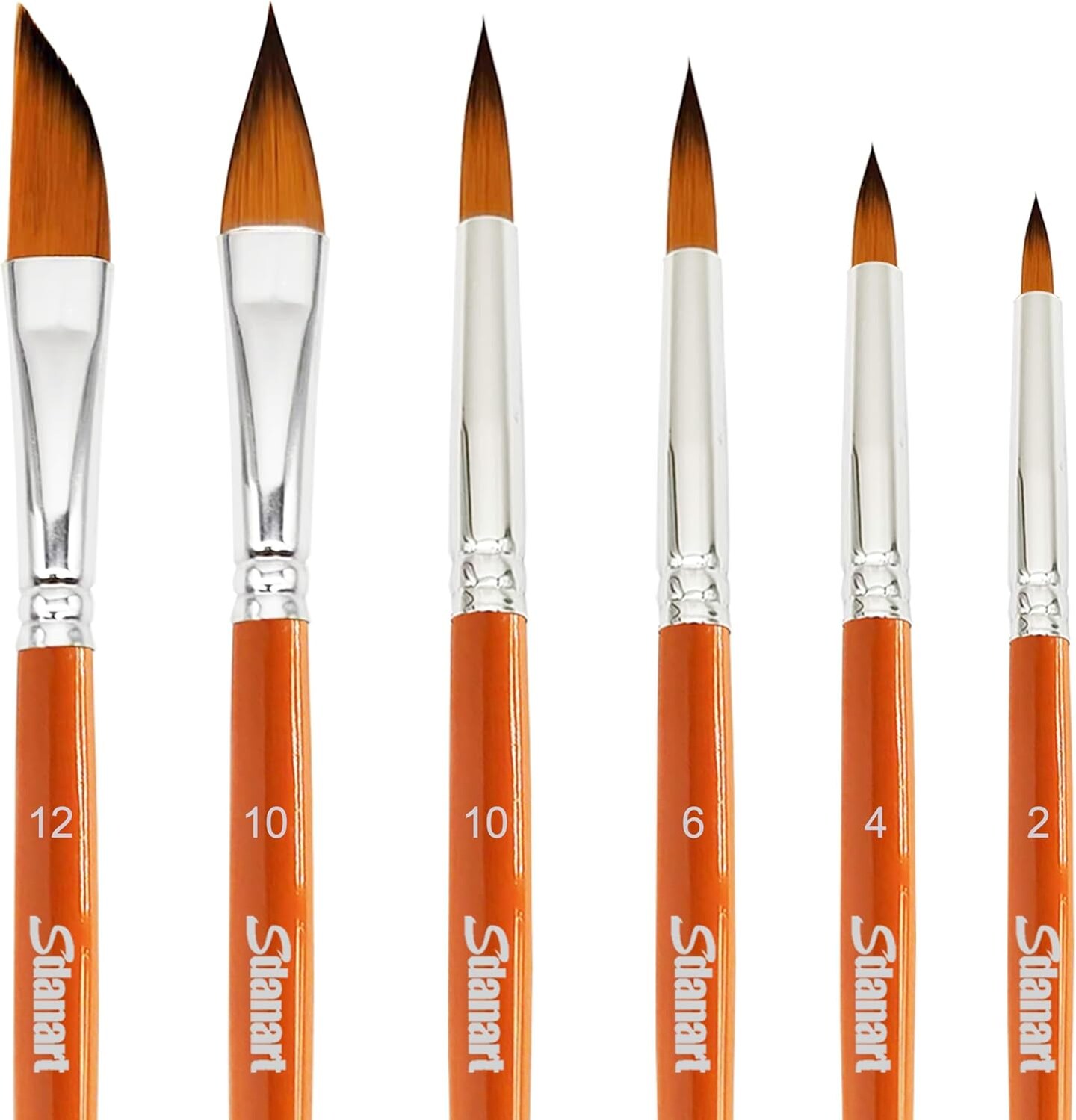 Watercolor Brushes Professional 6PCS Watercolor Paint Brushes for Painting, Cat's Tongue Oval Wash Paint Brush, Dagger, Round Pointed Watercolor Brush for Water Color Acrylics Gouache Ink