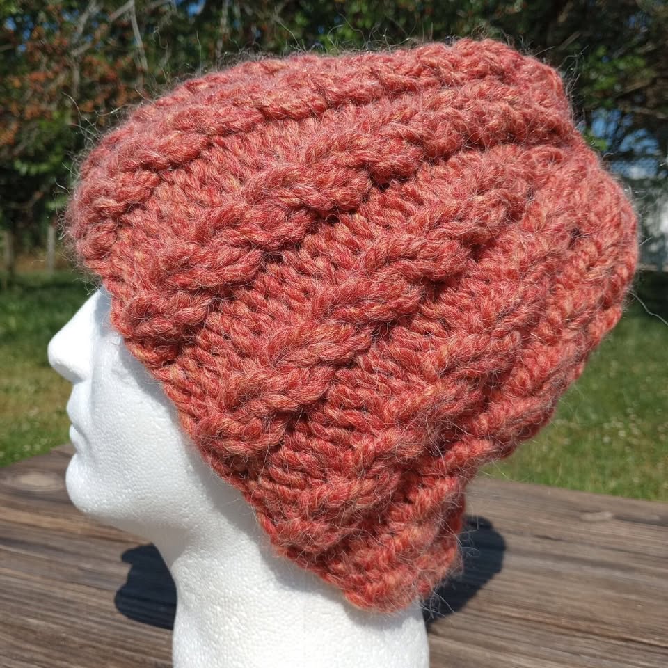 Alpaca Beanie Skully Hat Men Thick Chunky Hand Knit Wool Rib  display picture 3