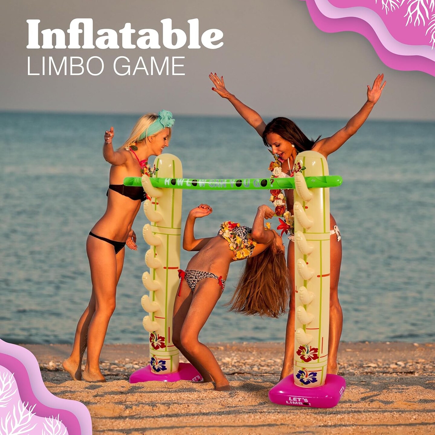 4E's Novelty Lua Limbo Game Set - Inflatable Limbo Sticks for Kids & Adults