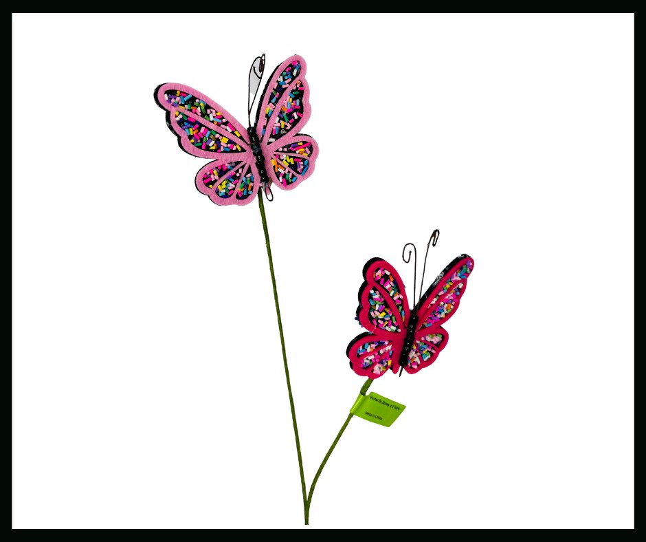 24" Pink Butterfly Spray - Vibrant Artificial Floral Accent - Perfect for Home Decor, Weddings, Parties, and Crafts-63286PK