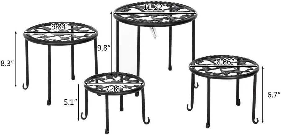 4-in-1 Round Ironwork Floor Display Plant Stand Racks