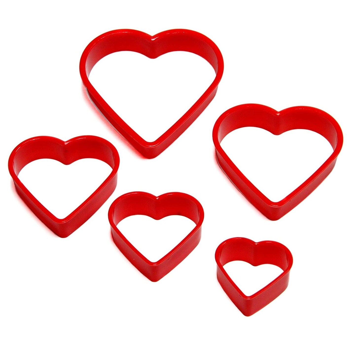 Chef Craft 5 Piece Plastic Heart Shapes Cookie Cutter Set - Sizes Vary from 1.5&#x22; to 3&#x22;