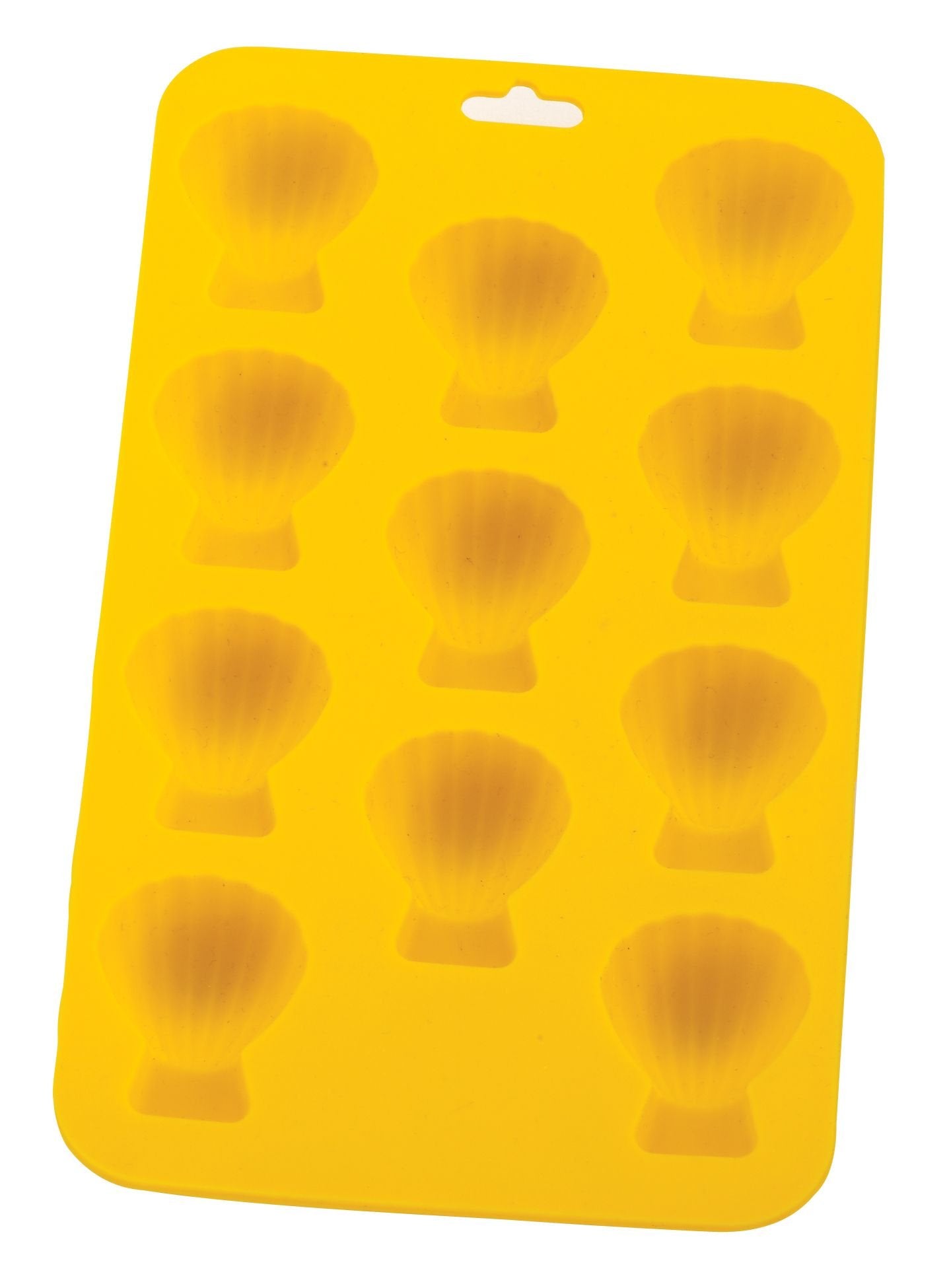 HIC Yellow Silicone Shell Shape Ice Cube Tray and Baking Mold - Makes 12 Cubes