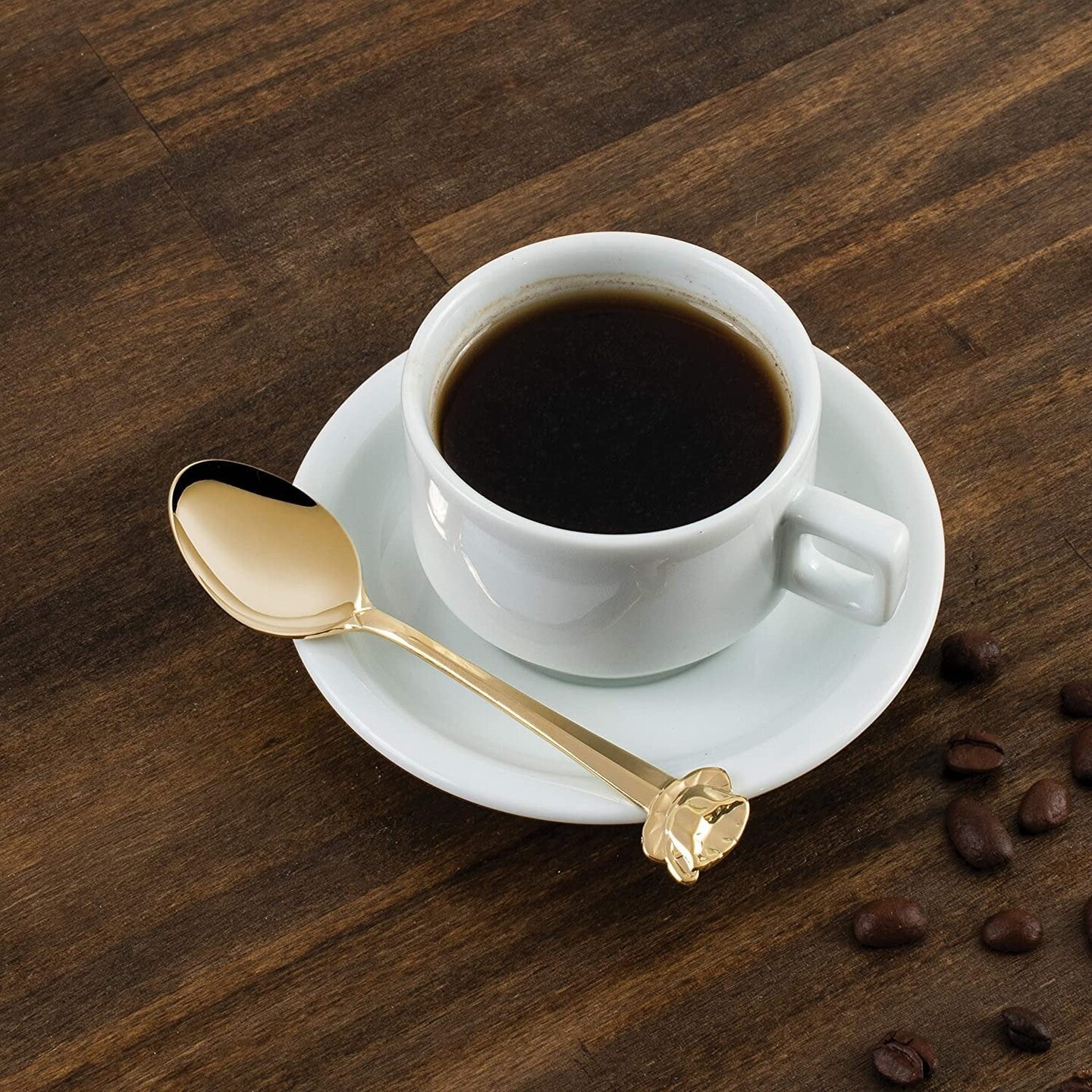 HIC Cup &#x26; Saucer Design 4.5&#x22; Gold-Plated Demi Spoon - Great for Coffee, Tea, Desserts and more