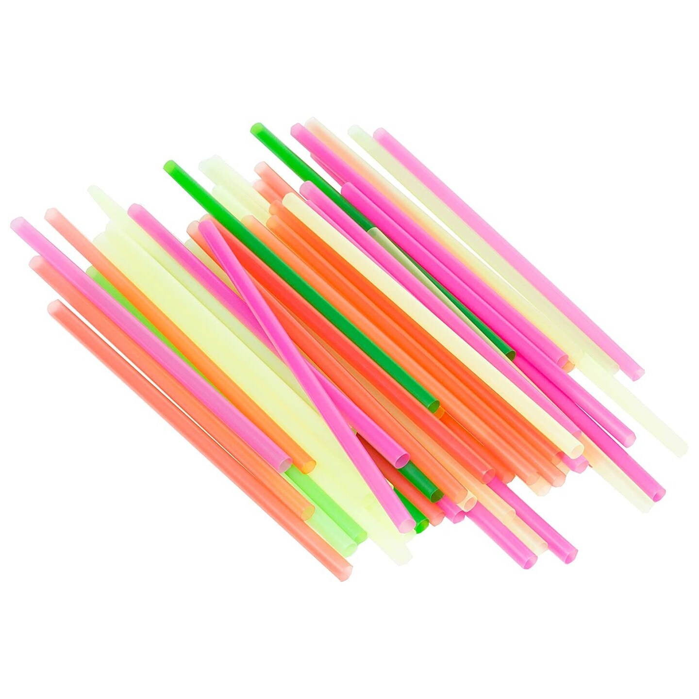 Chef Craft 50 Piece 8&#x22; Long Neon Milkshake / Smoothie Straws Set - Assorted Colors