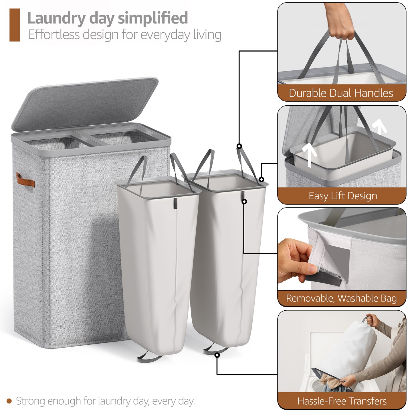 Sorbus Fabric Laundry Hamper - Collapsible Laundry Basket with Removable Laundry Bag
