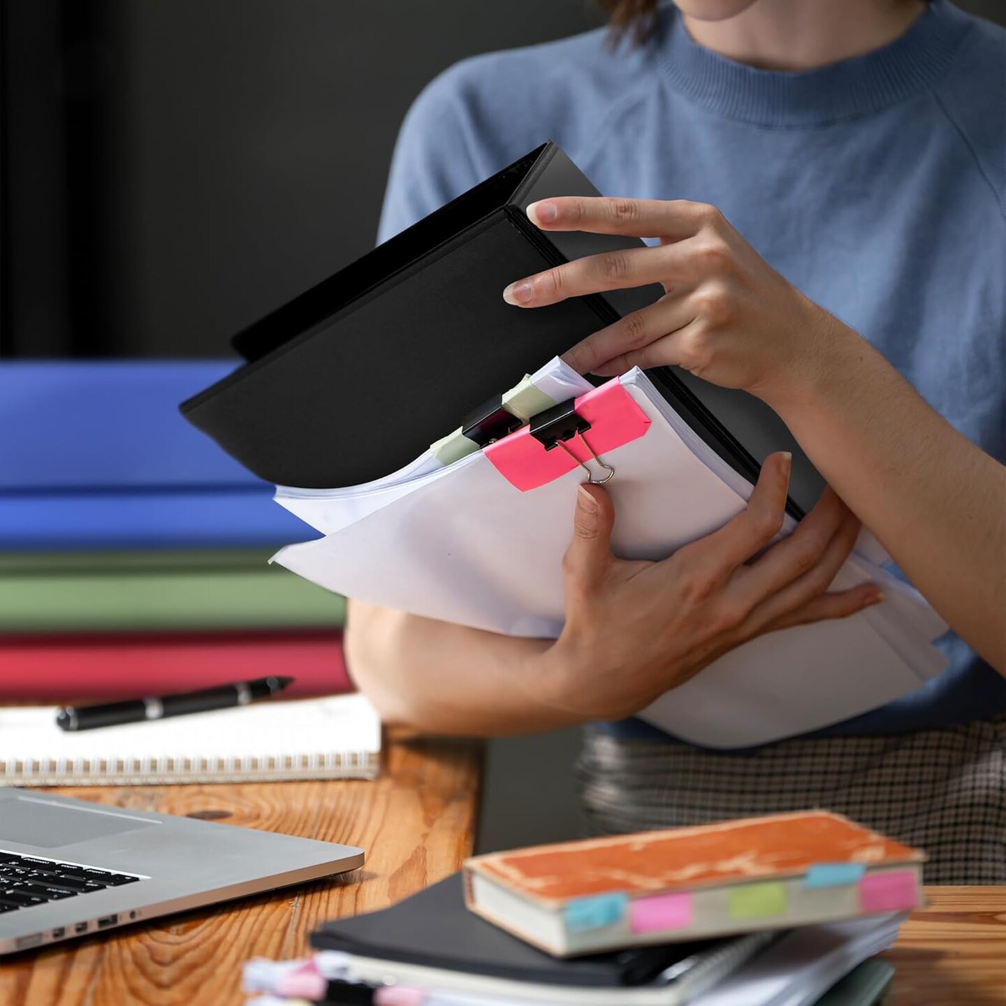 Black View Binder 0.5 Inch – 3 Ring Binder with Interior Pockets for School, Office, Classroom & Project Organization