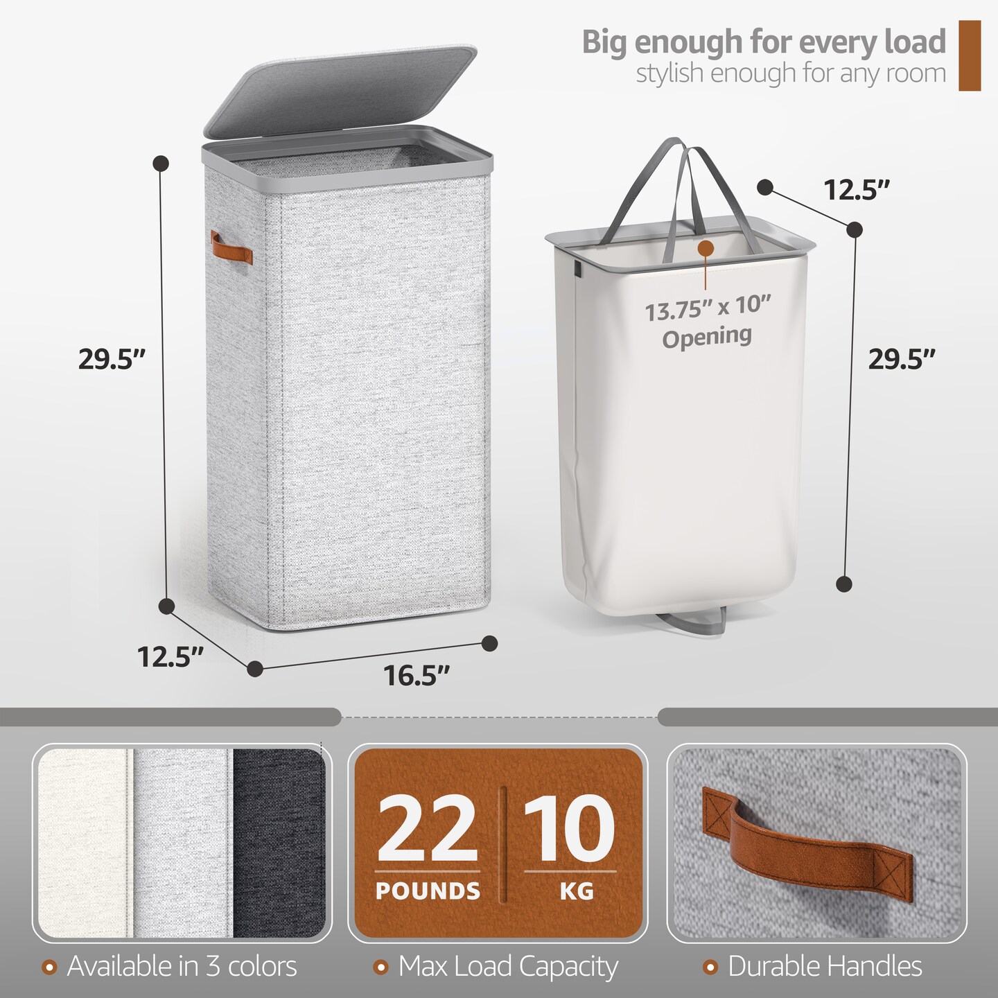 Sorbus Fabric Laundry Hamper - Collapsible Laundry Basket with Removable Laundry Bag