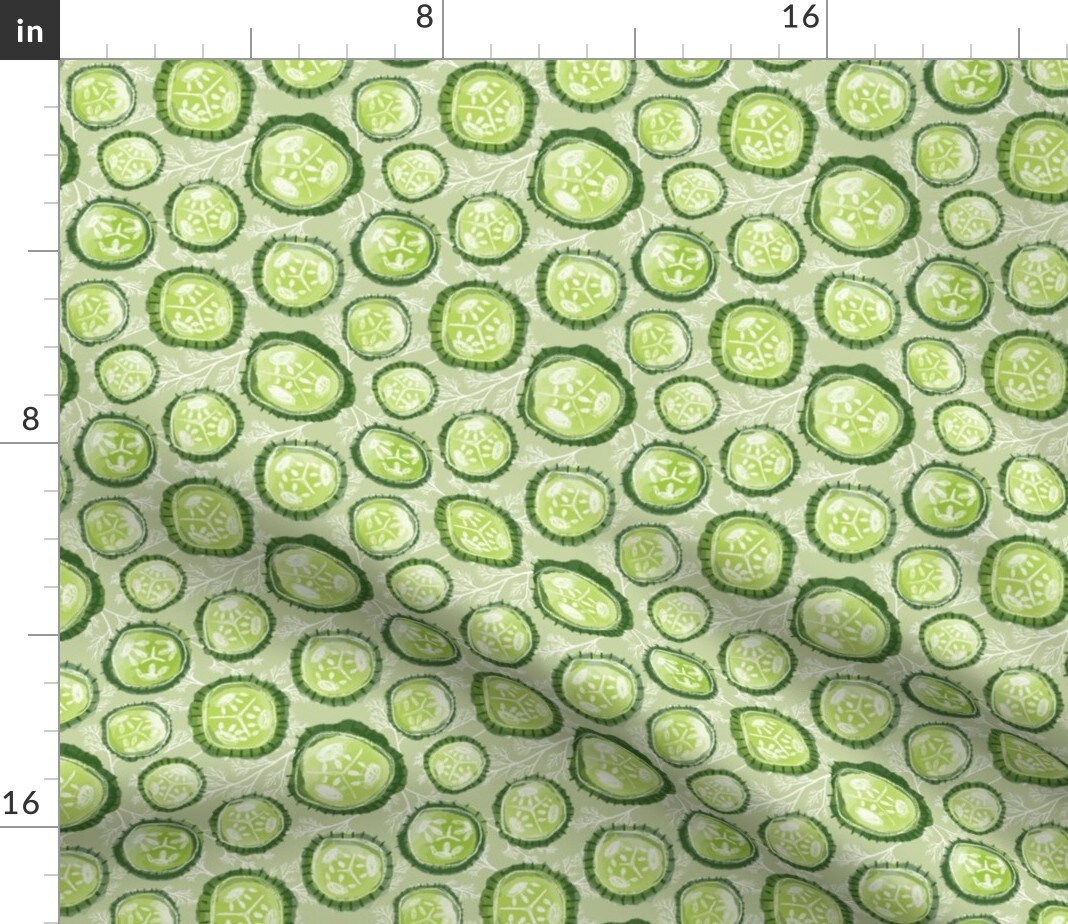 Pickles Sage Medium Garden Green Pickle Food Custom Printed Fabric by Spoonflower Various Fabrics by the Yard or Fat Quarter