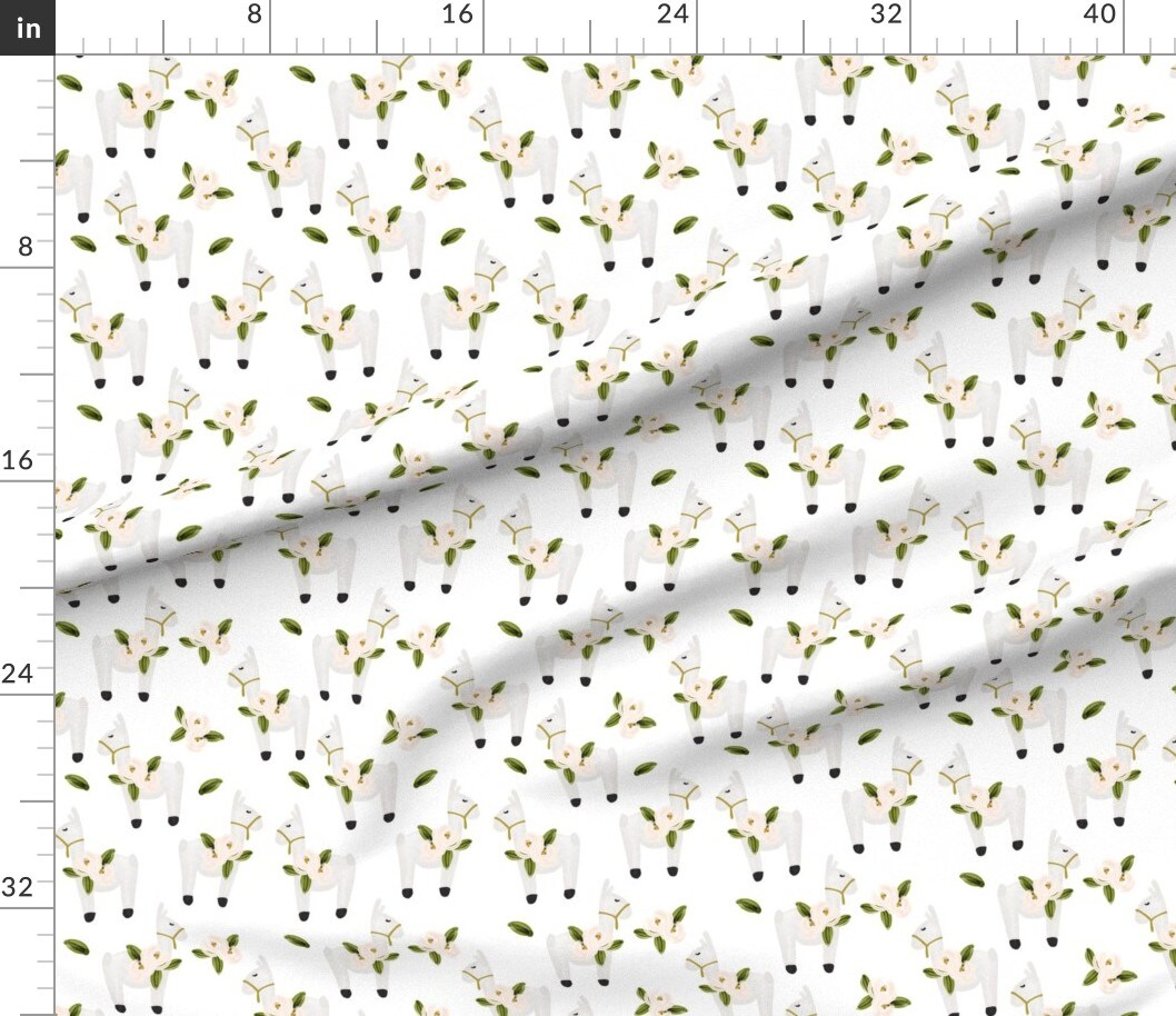 Floral Llamas Llama Flowers Watercolor Alpaca Custom Printed Fabric by Spoonflower Various Fabrics by the Yard or Fat Quarter