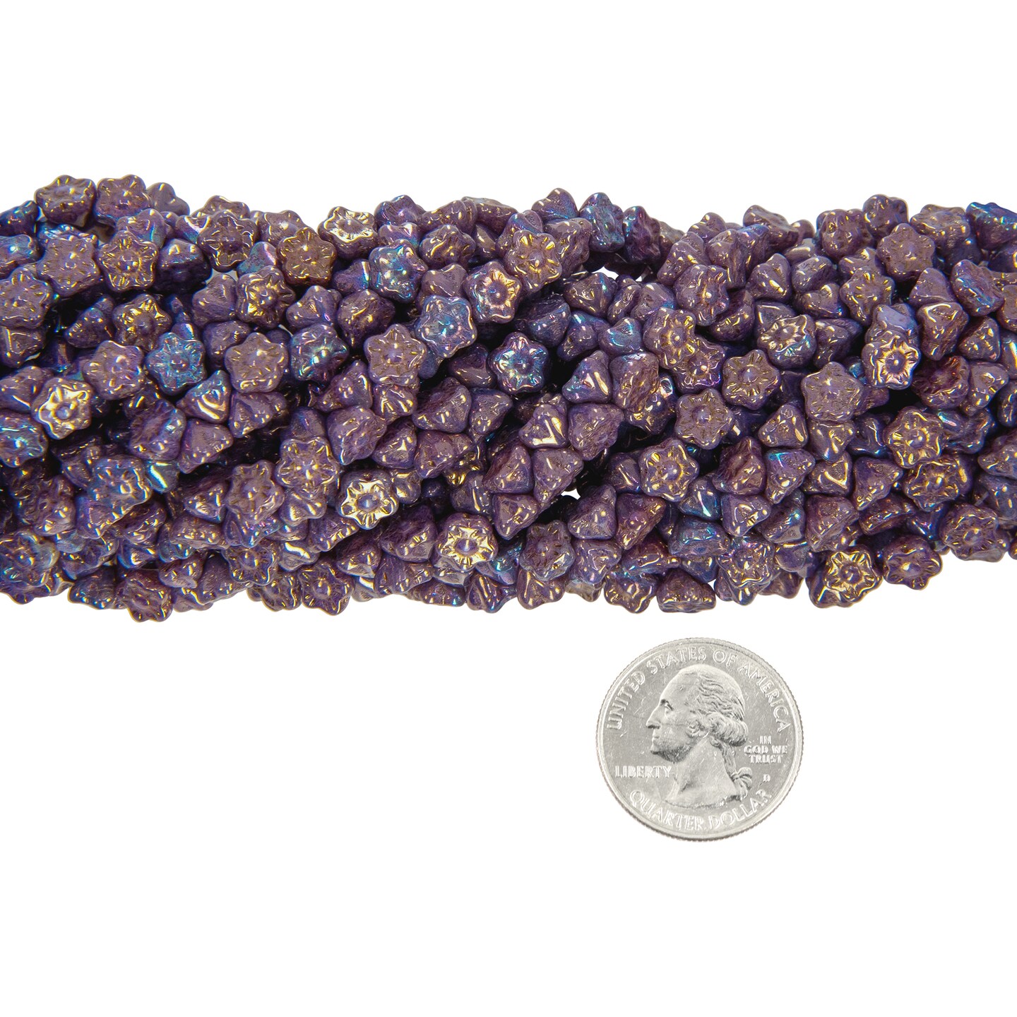 7mm Pink Lavender Golden Button Style Flower Beads Apx 48-50 Beads GB-BB05