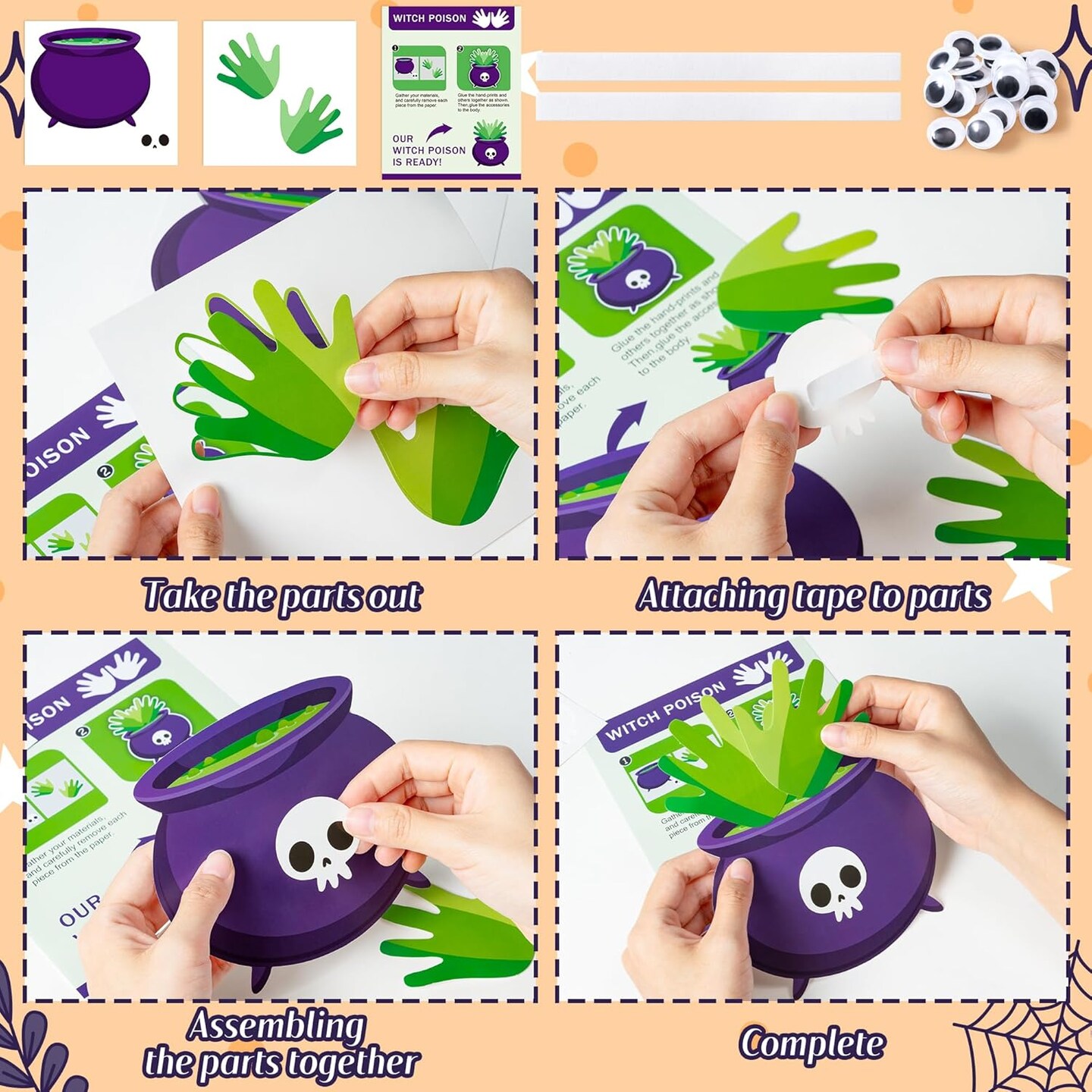 Halloween Handprint Art Crafts Kit - Halloween Pumpkin Witches