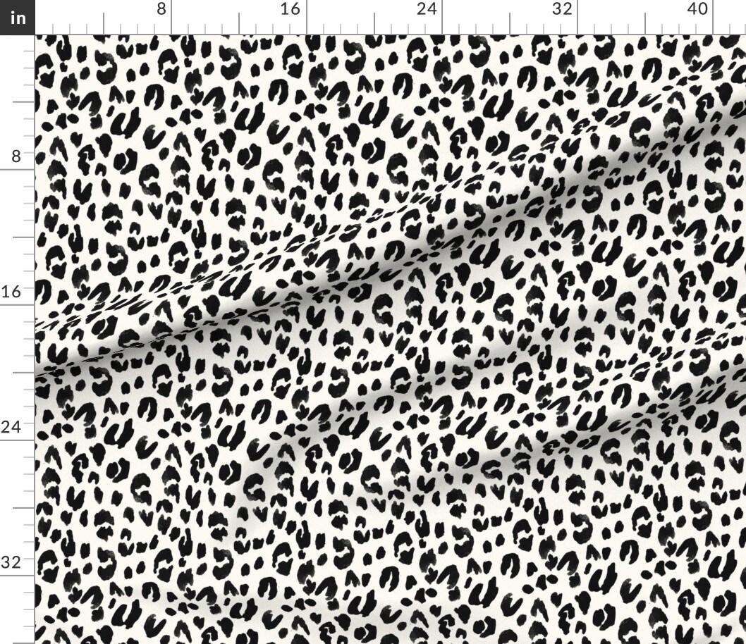 Leopard Spots Dots Animal Black White Neutral 2 Print Custom Printed Fabric by Spoonflower Various Fabrics by the Yard or Fat Quarter