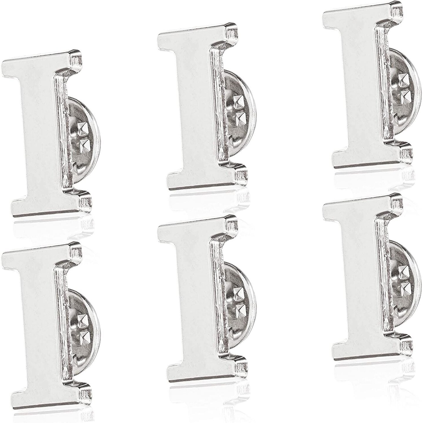 6 Pack Letter I Lapel Pins, Monogram Lapel Pin Set for Jackets, Tote Bags (0.8 In)