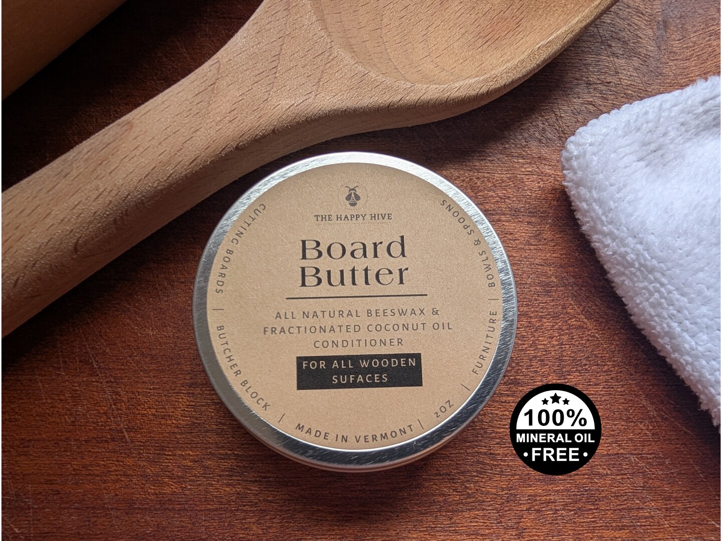 Board Butter 6oz Natural Beeswax Wood Conditioner and Polish for