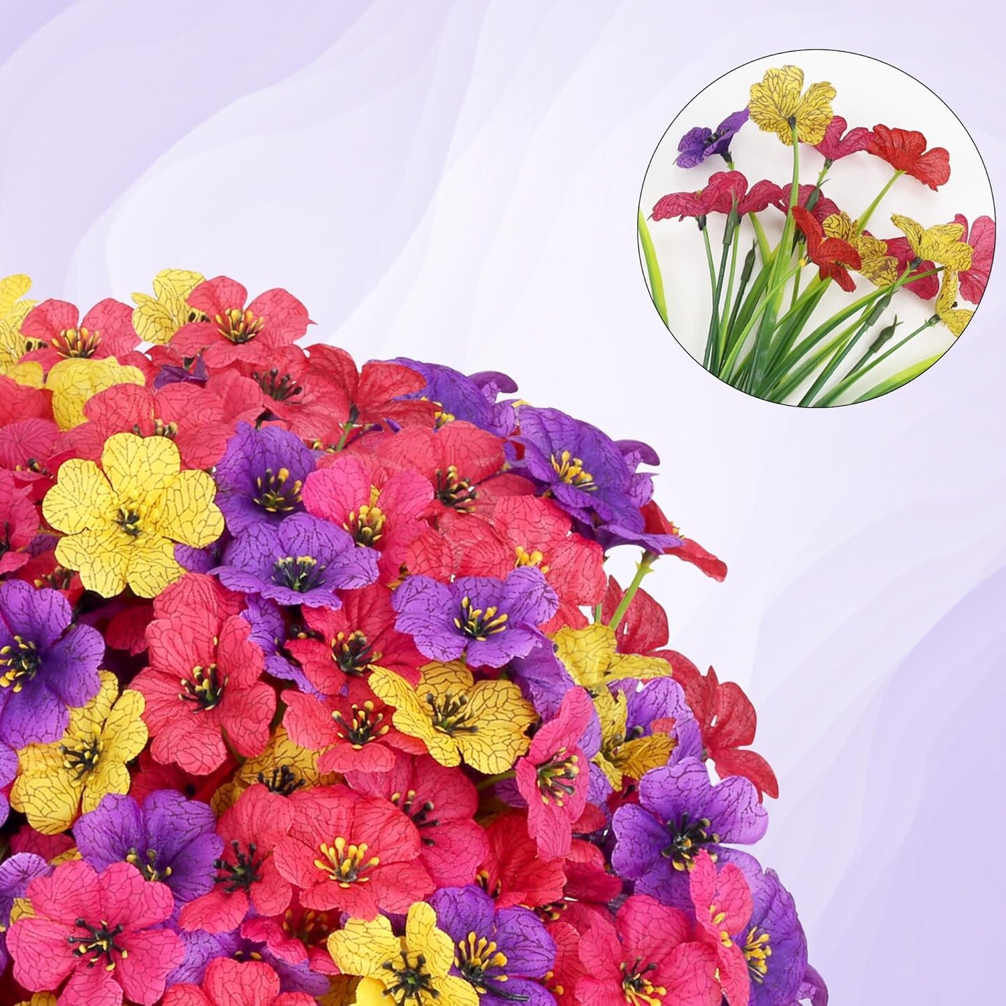 16 Bundles Fall Artificial Flowers for Outdoor UV Resistant Fake Spring Flowers Faux Plants Outdoor for Porch Window Box (Colorful) 15"D x 4"W x 2"H