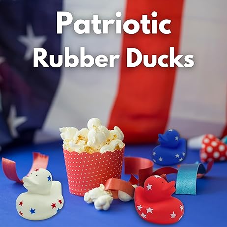 4E's Novelty 24 Pack Patriotic Rubber Duck - 2" Jeep Ducks for Ducking, Duck Party Favors 4th of July