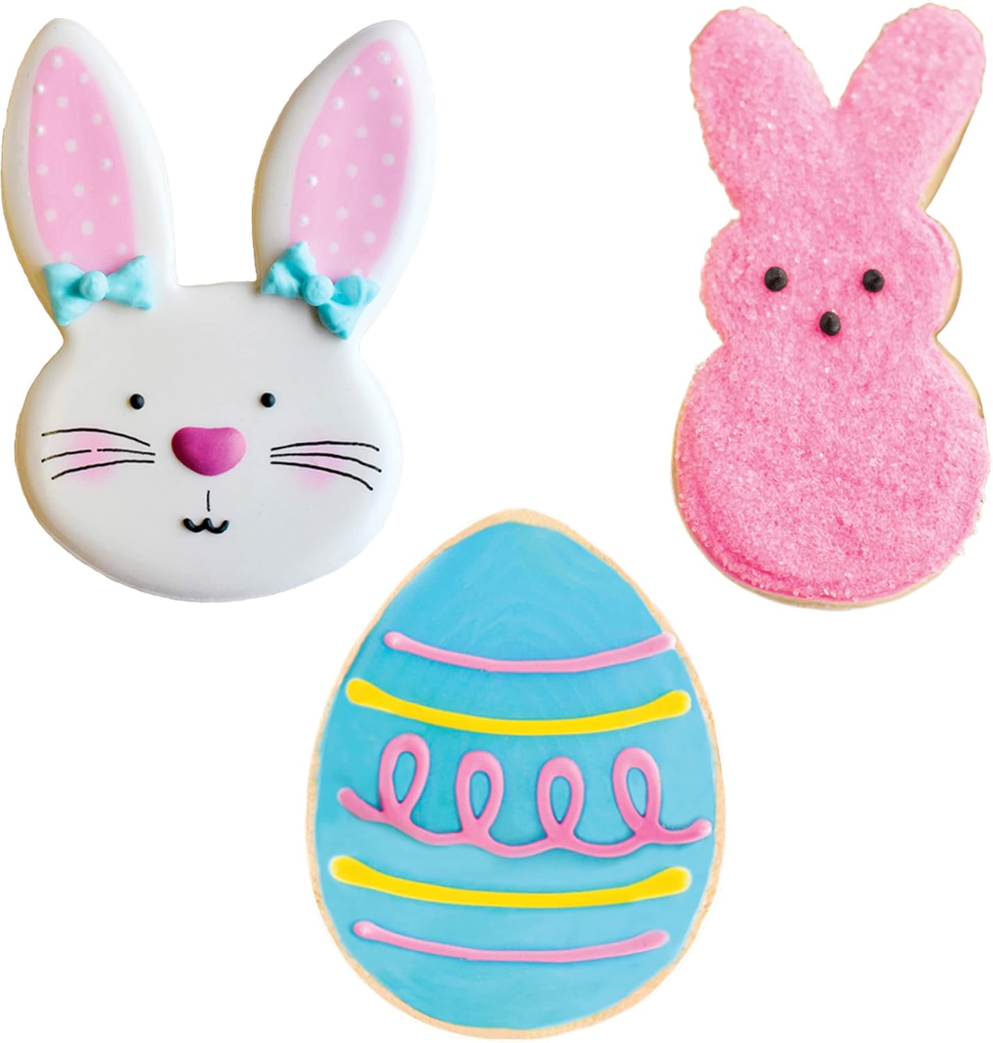 Easter Cookie Cutters 3-Pc. Set Made in USA, Easter Bunny, Egg, Rabbit Head