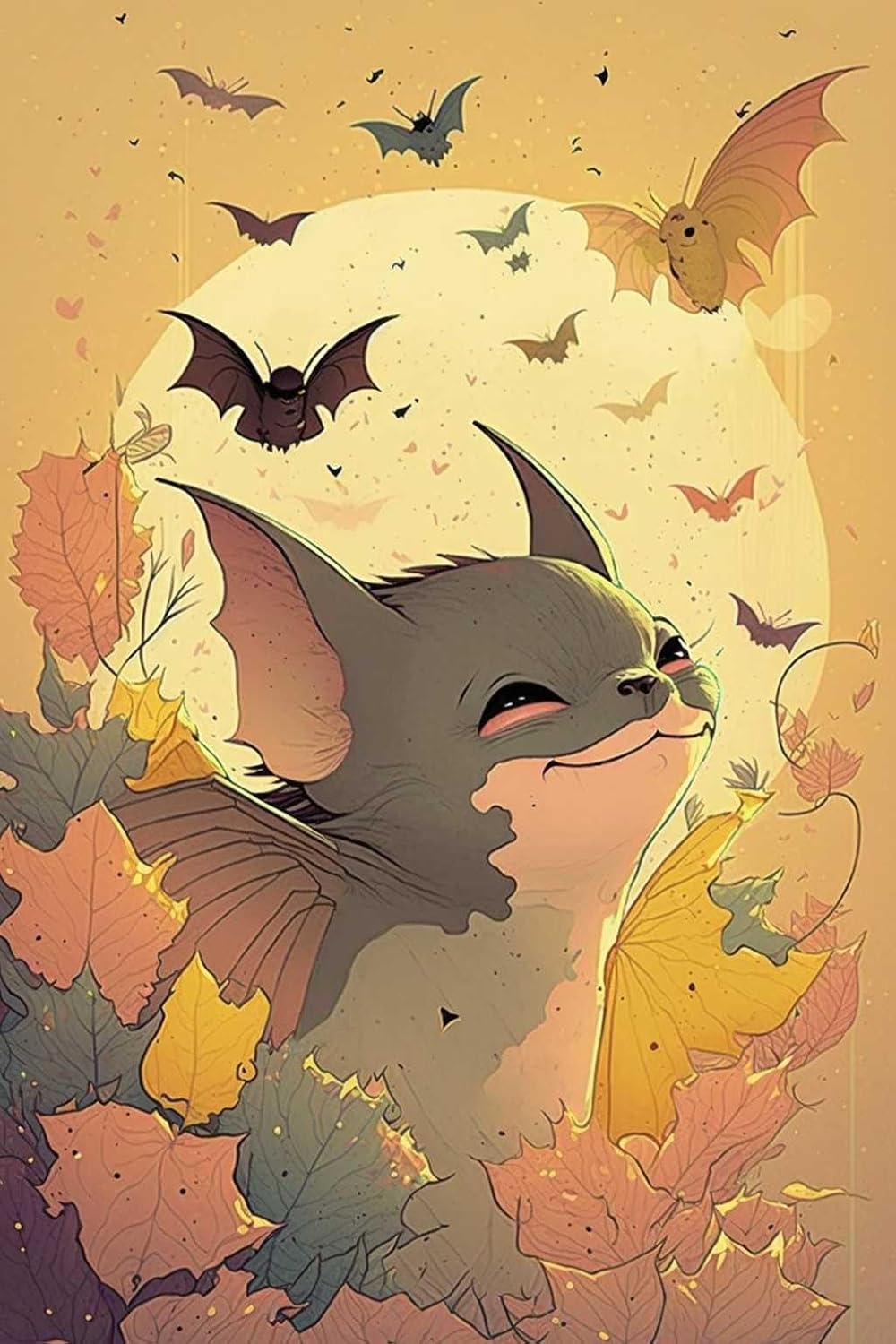 Bat Diamond Painting Set, Adult Beginner 5D DIY Diamond Digital Kit, Night Stalker, Animal Decoration, Suitable for Home
