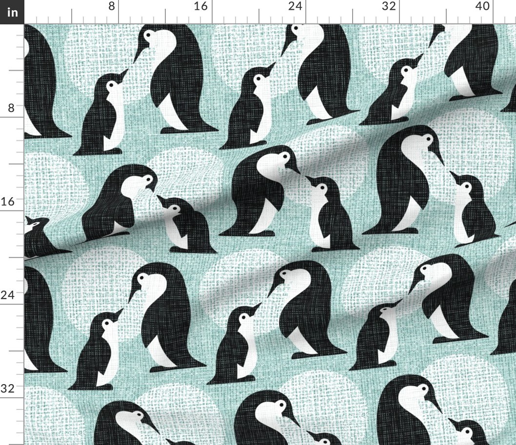 Various Fabrics by the Yard or Fat Quarter Arctic Animals Retro Zoo Penguin Faux Texture Baby Black And White Pale Blue Custom Printed Fabric by Spoonflower