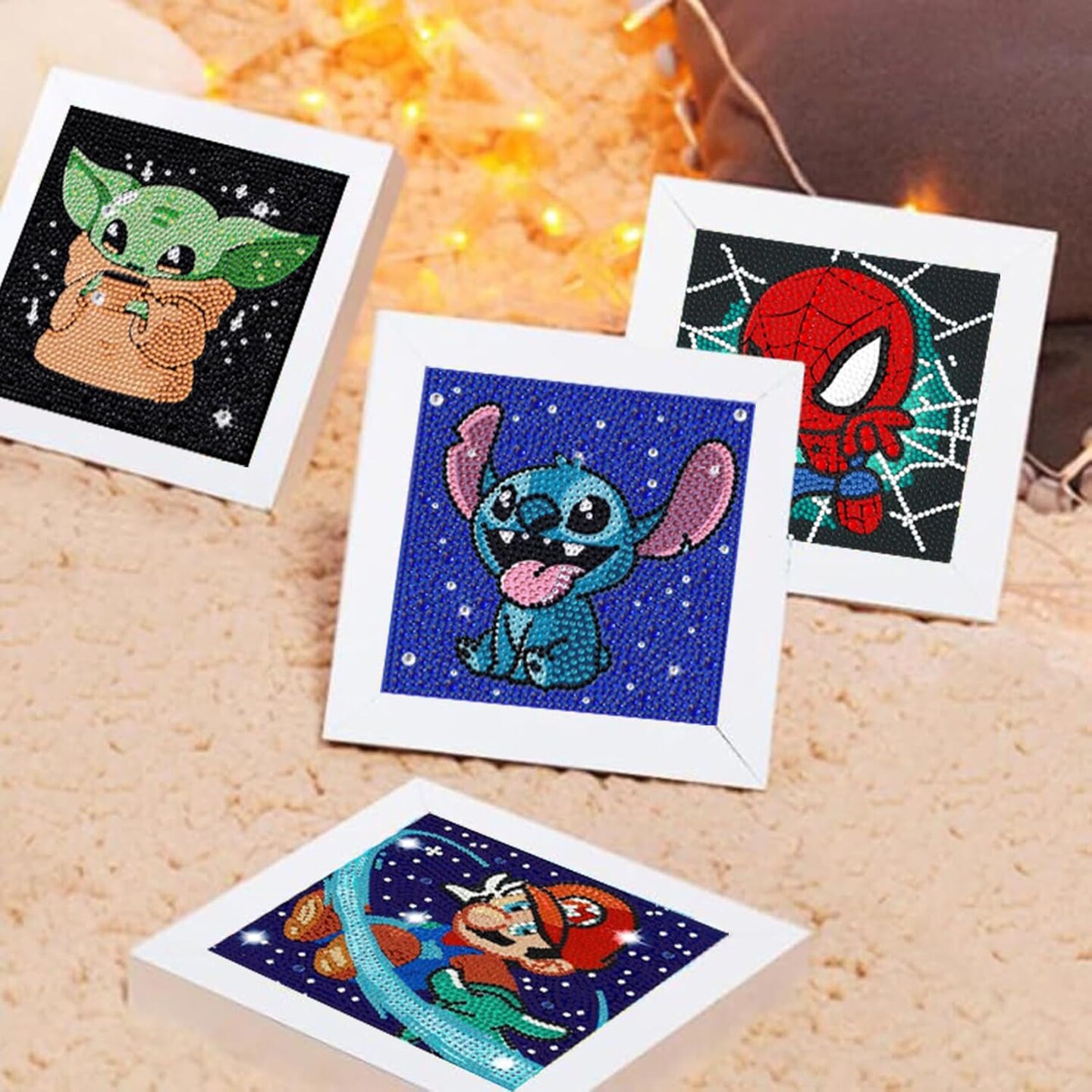 4 Pack Diamond Art Kits for Kids,Diamond Art Painting Kids Ages 4-8-12, Gem Art Kits for Boys and Girls (Without Frame,6x6 inch)