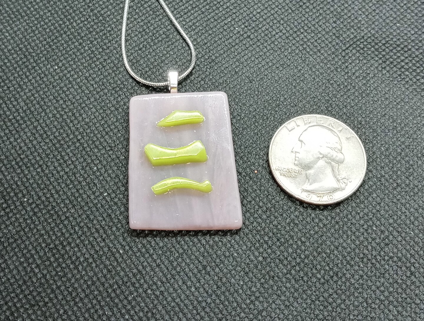 Fun festival style necklace Artisan handmade fused glass jewelry One of a kind pink green pendant Eye catching gift for art lovers product 7