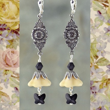 Verdigris Finished Brass Flower Two Ring Connectors - Set of Six - XXX - V-2C06