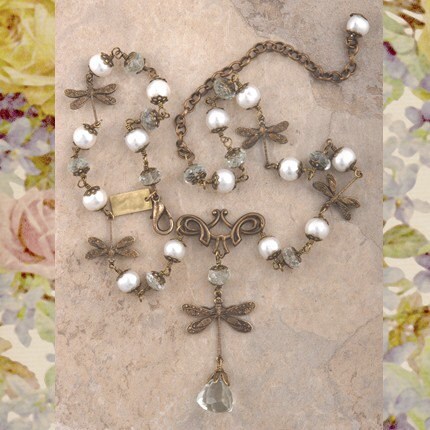 Antiqued Silver Plated Brass Medium Ornate Dragonfly Two Ring Connectors - Set of Six - S-2C13