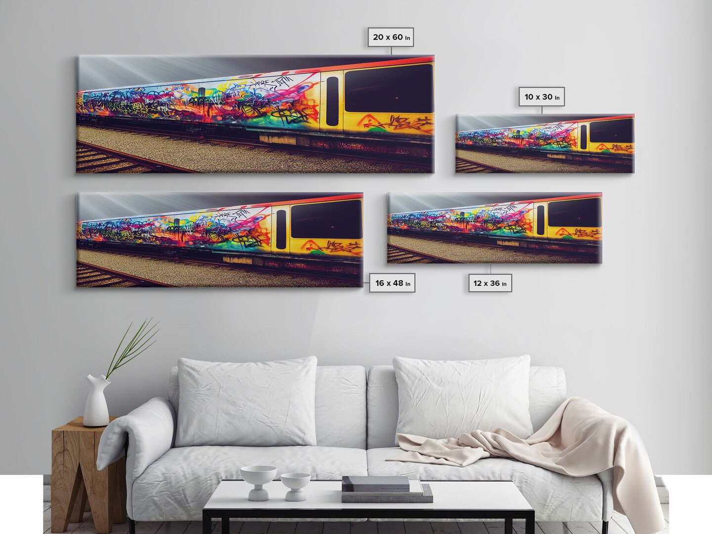 Subway Car Graffiti - popular Premium Canvas Wall Art