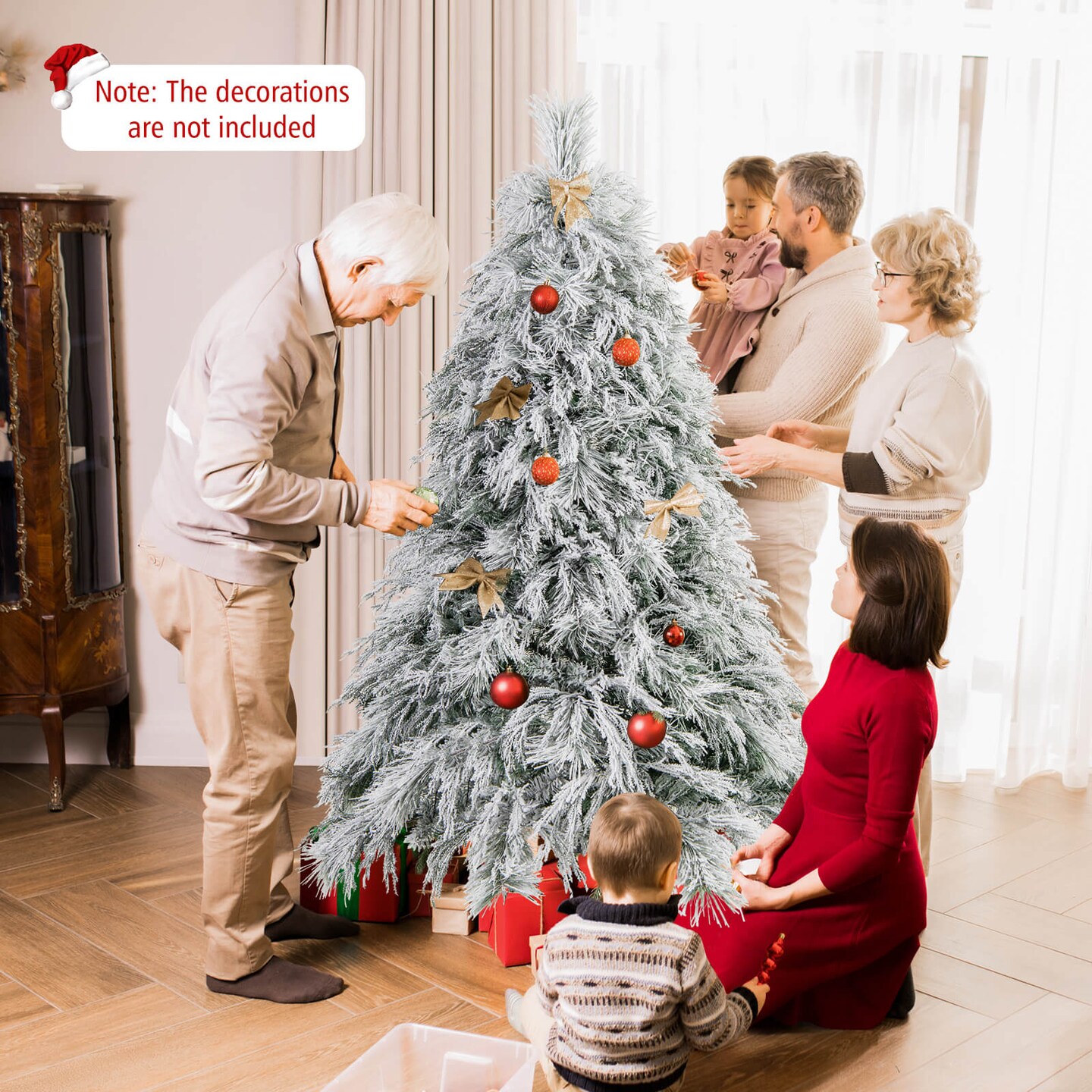 Costway 4.5/6/7 FT Pre-Lit Artificial Christmas Tree with 279/519/743 PVC &#x26; Pine Needles &#x26; PE Tips
