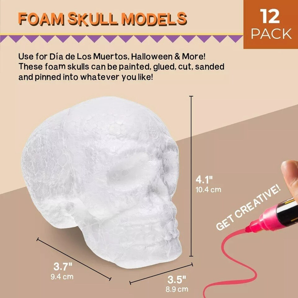 12 Pcs Halloween Skull Head Foam for DIY Home Craft Project Christmas Tree D&#xE9;cor