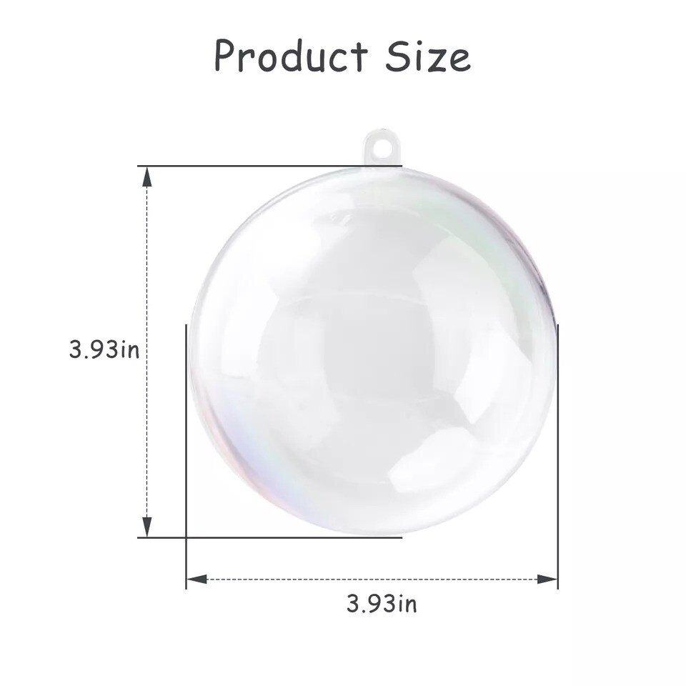 10x Clear Plastic Ball Baubles Sphere Fillable Christmas Ornament Craft Gift Box