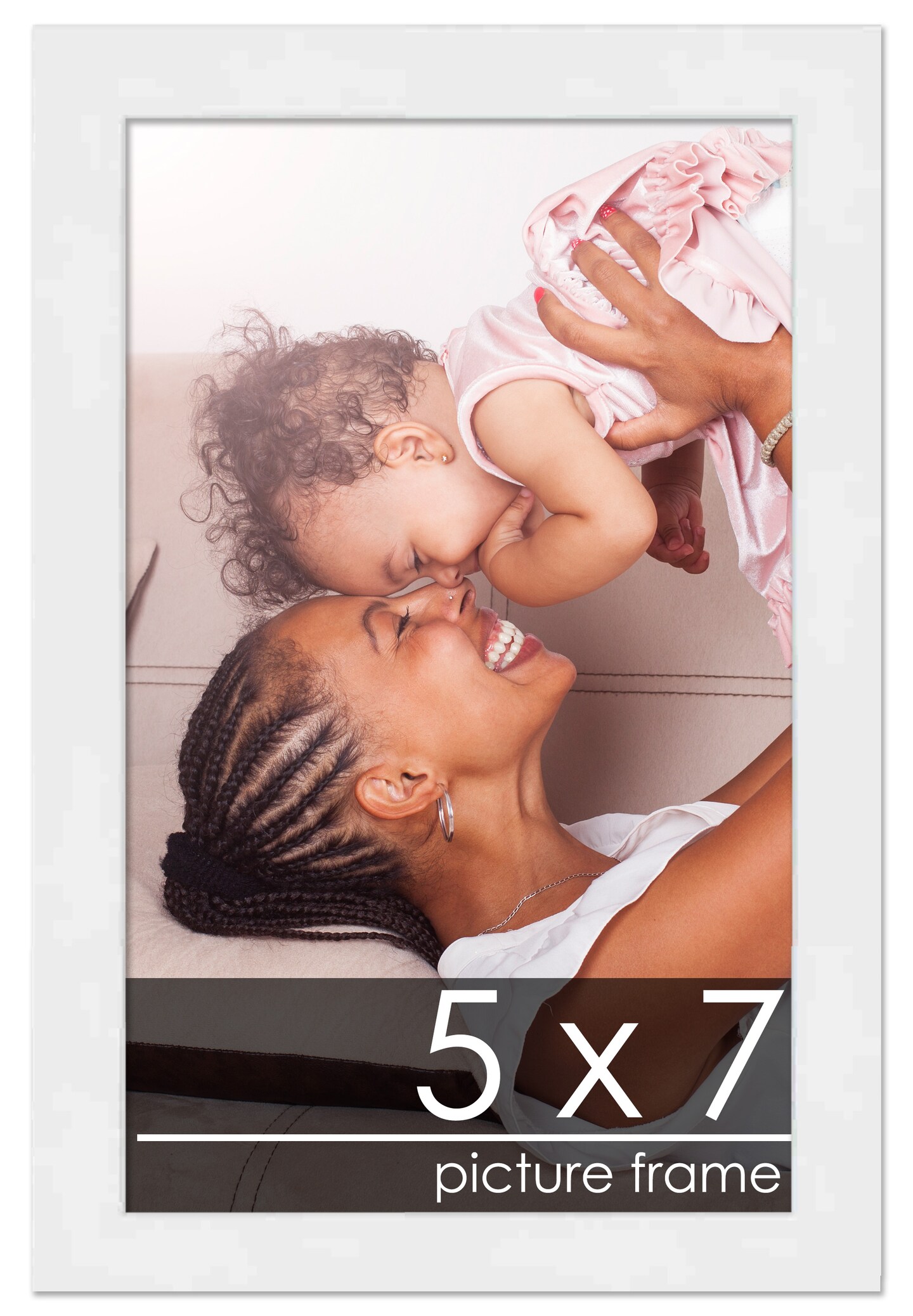 5x7 Solid Wood Picture Frame with UV-Resistant Acrylic &#x26; Acid-Free Backing, Available in 6 Finishes: Matte Black, Matte White, Metallic Bronze, Silver, Natural Wood Grain &#x26; Mahogany