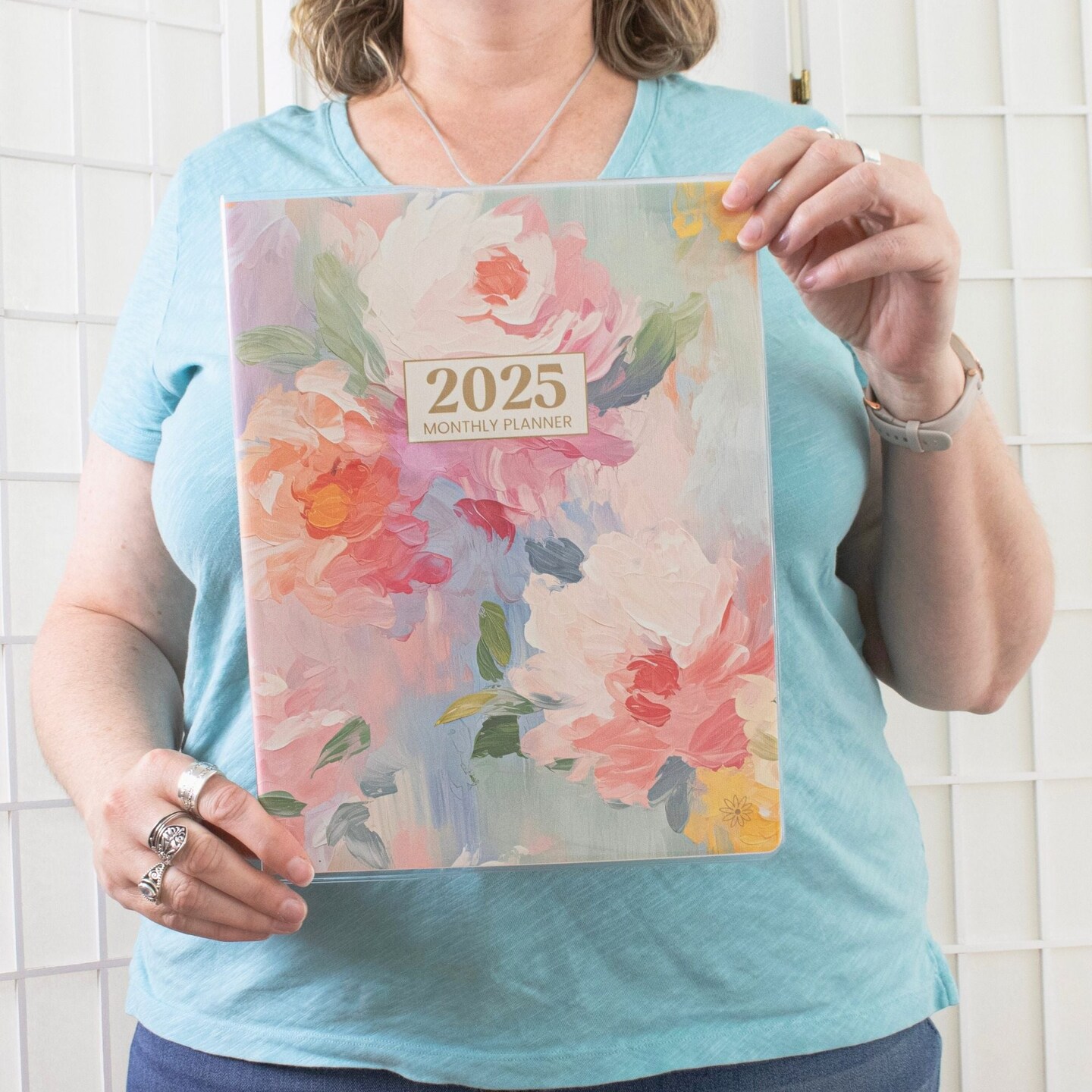 bloom daily planners 2025 Monthly Planner, 9&#x22; x 12&#x22;, Painted Peonies