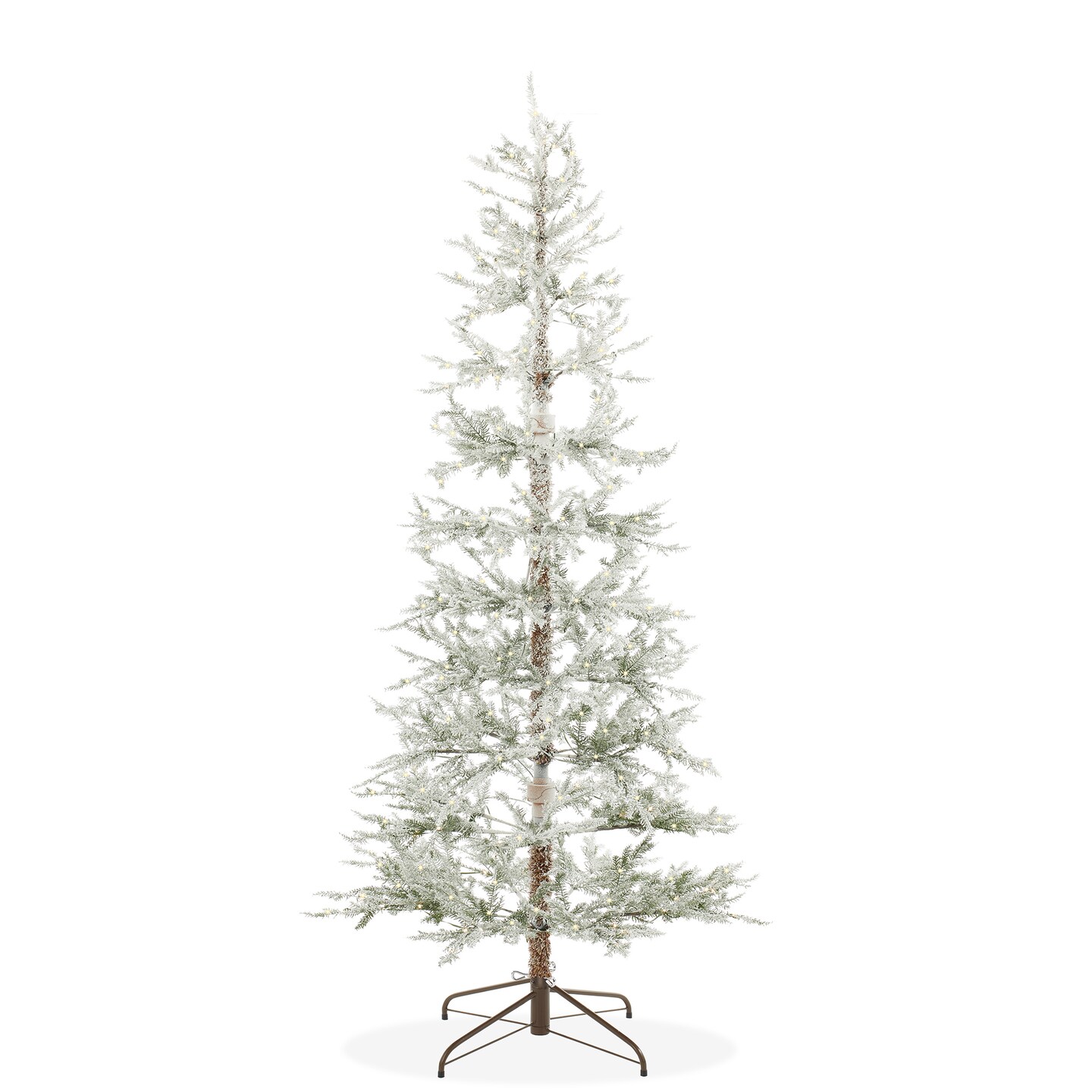 Casafield Pre-Lit Sparse Flocked Pine Artificial Holiday Christmas Tree&#xA0;with Sturdy Metal Stand