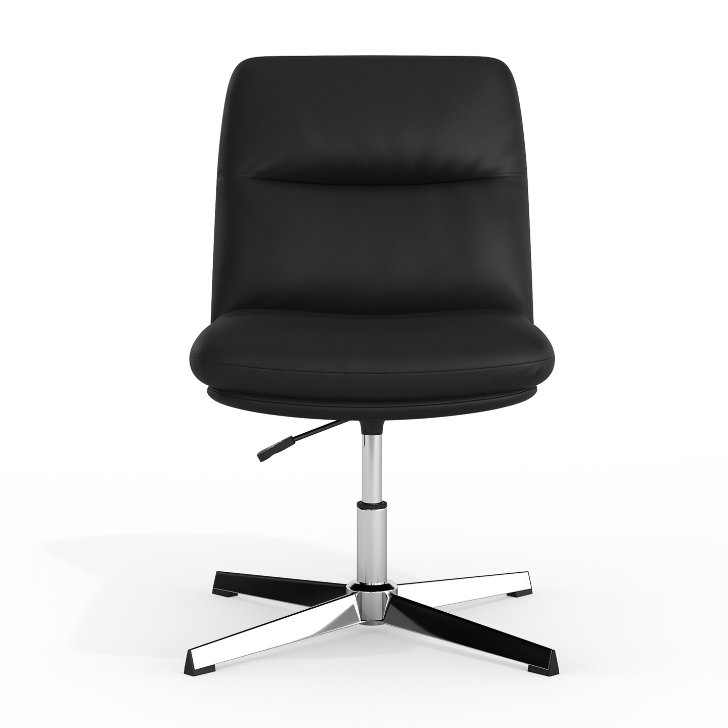 Merrick Lane Biel Mid-Back Height-Adjustable Stationary Armless Swivel Office Chair - Padded Upholstered Back and Seat, Strong Frame