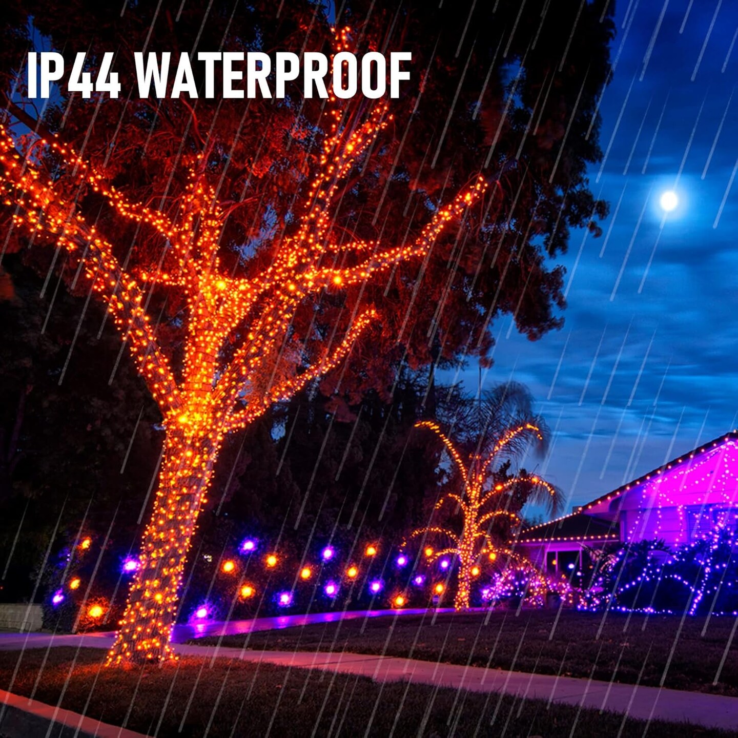 Halloween Lights, 50 LED 16FT Battery Operated Mini String Lights (Purple & Orange)