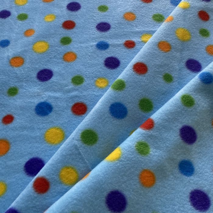 Rainbow Polka Dots Circus Anti-Pill Fleece Fabric | By The Yard