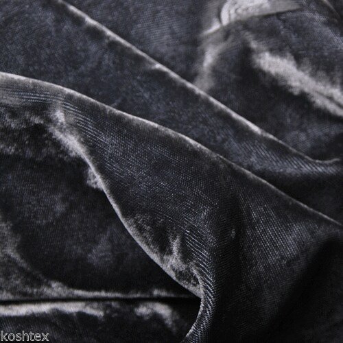 1 Yard Charcoal Silky Rayon Velvet Pre-Washed Fabric For Dresses