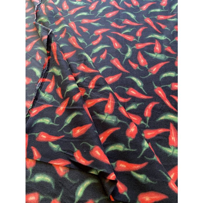 Spicy Cooking Chili Peppers Anti-Pill Premium Fleece Fabric | By The Yard