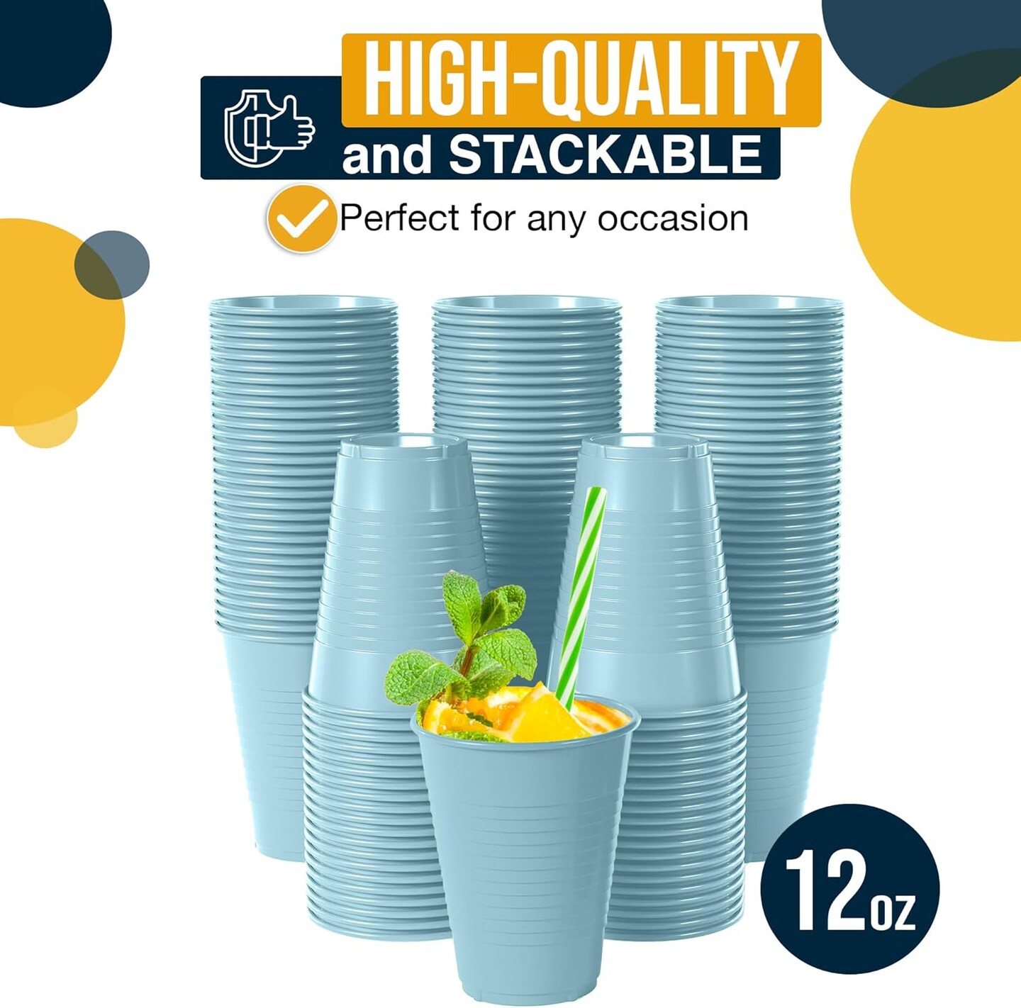 Exquisite Party Solids 12 Oz Plastic Cups – 100 Pack Disposable Cups for Parties & Events | Durable Plastic Party Cups | Bulk Drink Cups for Soda, plastic cup | Recyclable Disposable Cups for Everyday Use & Celebrations